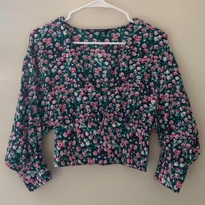 Zara Cropped V Floral Top S